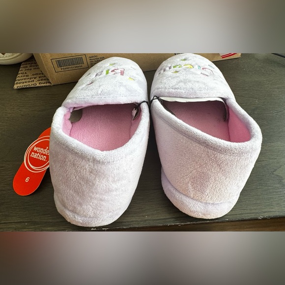 New Wonder Nation Girls Dream Big Aline Purple Slippers Size 6 - Picture 7 of 8
